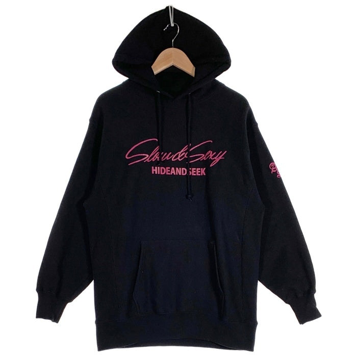 Hide&Seek ハイドアンドシーク SLOW&SEXY Hooded Sweat Shirt プリント プルオーバースウェットパーカー ブラック H30th-110225 Size L 福生店