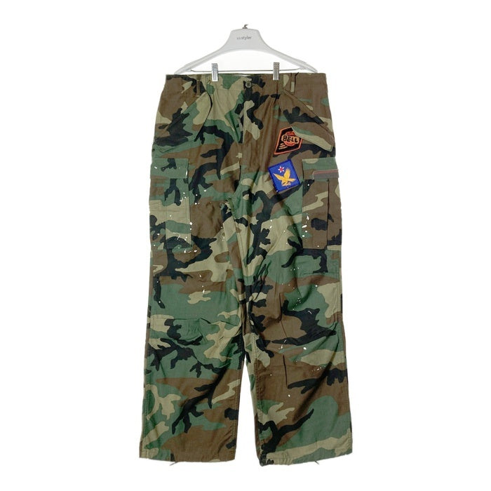 AVIREX アヴィレックス US.ARMY Trousers ペイント ワッペン リメイク カーゴパンツ ウッドランドカモ カーキ sizeL 瑞穂店