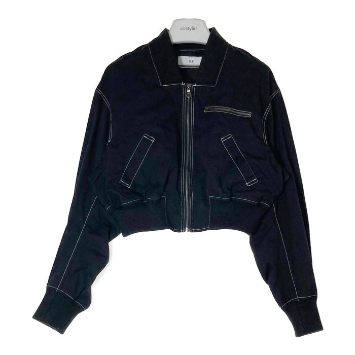 SLY スライ CROPPED BOMBER JK クロップド ボンバージャケット ブラック siseF 瑞穂店