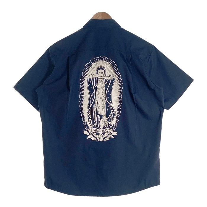 HARD LUCK ハードラック LADY G GUADALUPE BUTTON UP S/S WORK SHIRT レディー ジー グアダルーペ マリア ワークシャツ ネイビー Size M 福生店