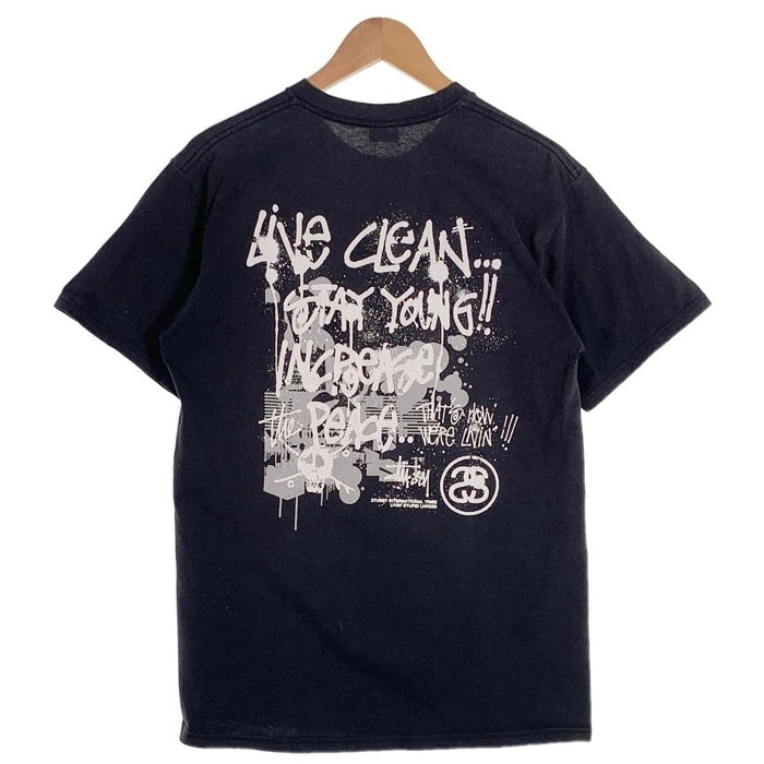 00's STUSSY ステューシー 半袖 Tシャツ ブラック ホワイト メキシコ製 Size M 福生店
