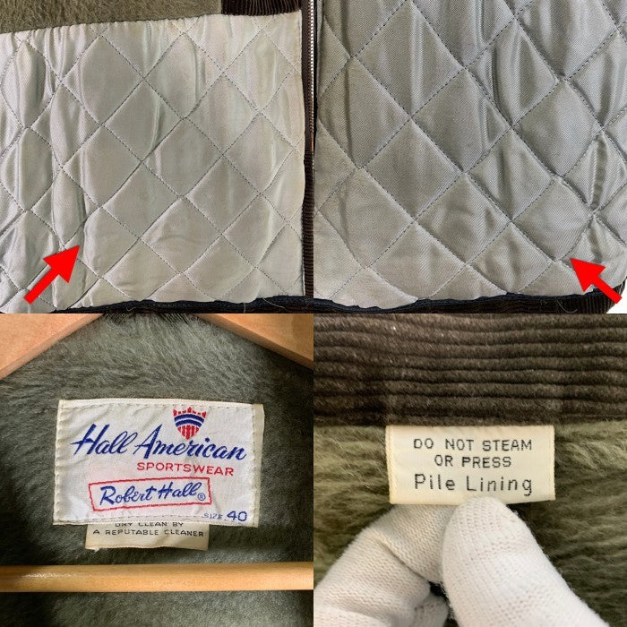 60's Hall American Sportsqwear Robert Hall ホールアメリカン ロバートホール コーデュロイファラオジャケット ブラウン TALONヒゲロング Size 40 福生店