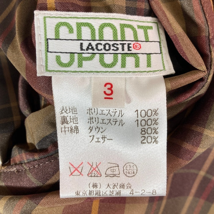 LACOSTE ラコステ リバーシブル ダウンベスト チェック ブラウン size3 瑞穂店
