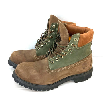 Timberland ティンバーランド 6インチプレミアムブーツ ヌバックレザー ダークブラウン グリーン ブラウン A135L Size 28cm 瑞穂店