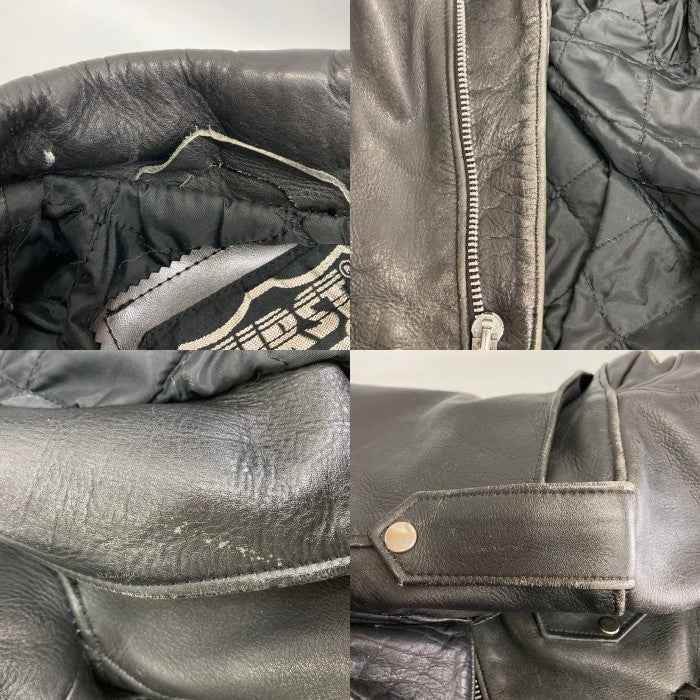 FIRST Genuine Leather ファーストジェニュインレザー TALONジップ ダブル ライダースジャケット ブラック size38 瑞穂店