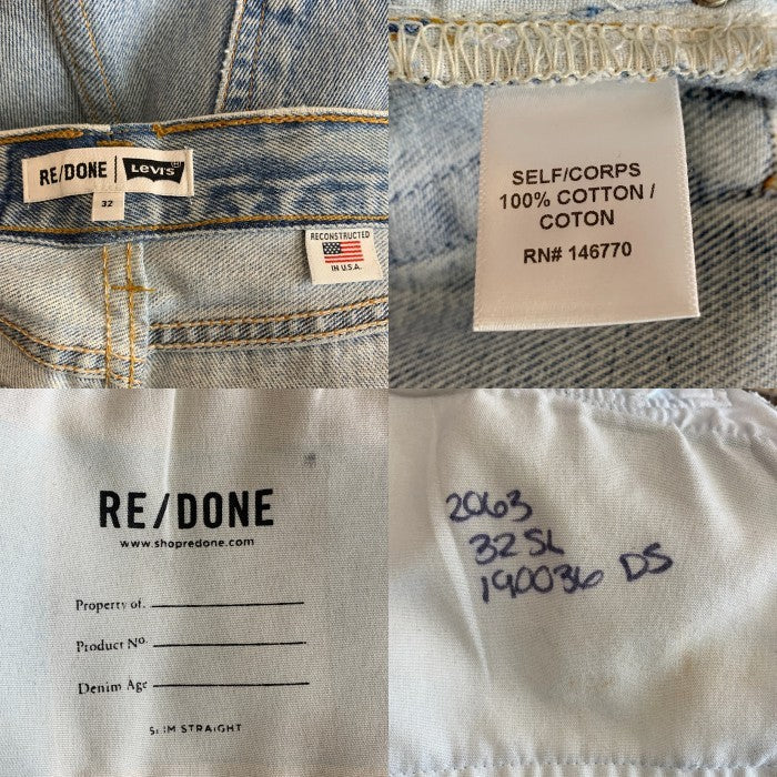 RE/DONE Levi's リダン リーバイス SLIM STRAIGHT スリムストレートデニムパンツ ボタンフライ ライトブルー Size 32 福生店