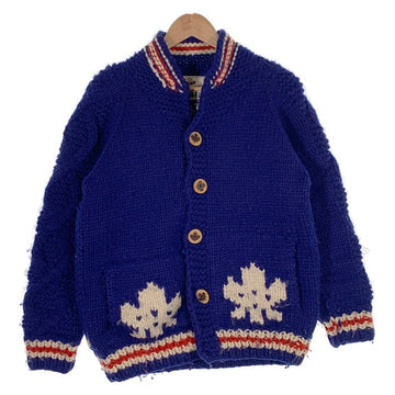 Kanata カナタ スキー 雪柄 カウチンセーター ボタン ブルー Size S-M 相当 福生店