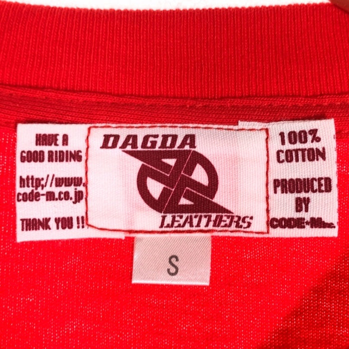 Dagda Leathers ダグダレザーズ プリントTシャツ 袖刺繡 レッド 旧マッコイ 滝沢氏 Size S 福生店