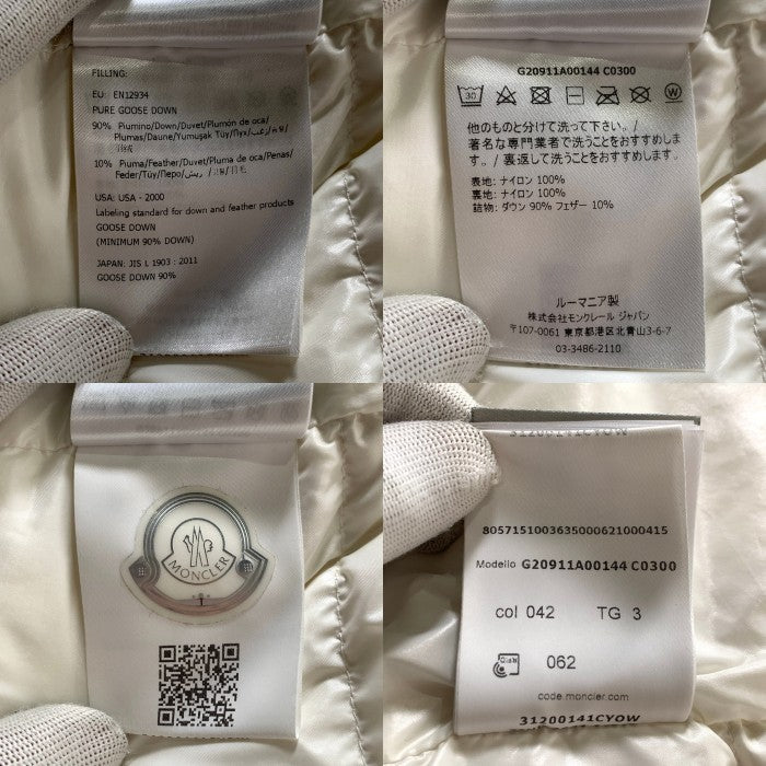 MONCLER モンクレール MONTCLA JACKET モンクラー ダウンジャケット ホワイト 21年 Size 3 福生店