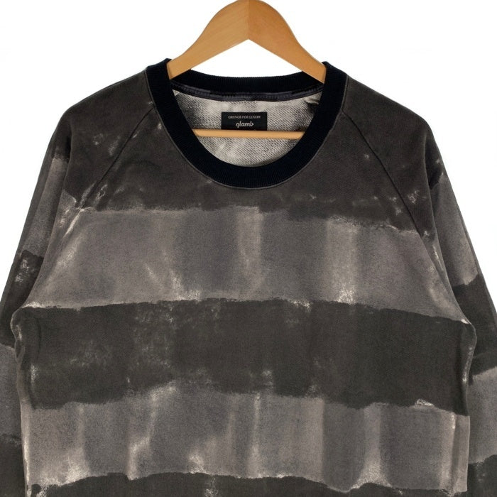 glamb グラム Hardie border sweat ハーディーボーダースウェットトレーナー グレー ブラック 薄手 GB0318/CS12 Size 4 福生店