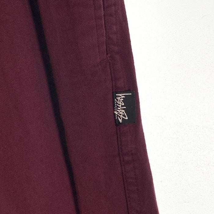 80-90's STUSSY ステューシー ビーチパンツ イージー テーパード バーガンディ USA製 黒タグ Size L 福生店