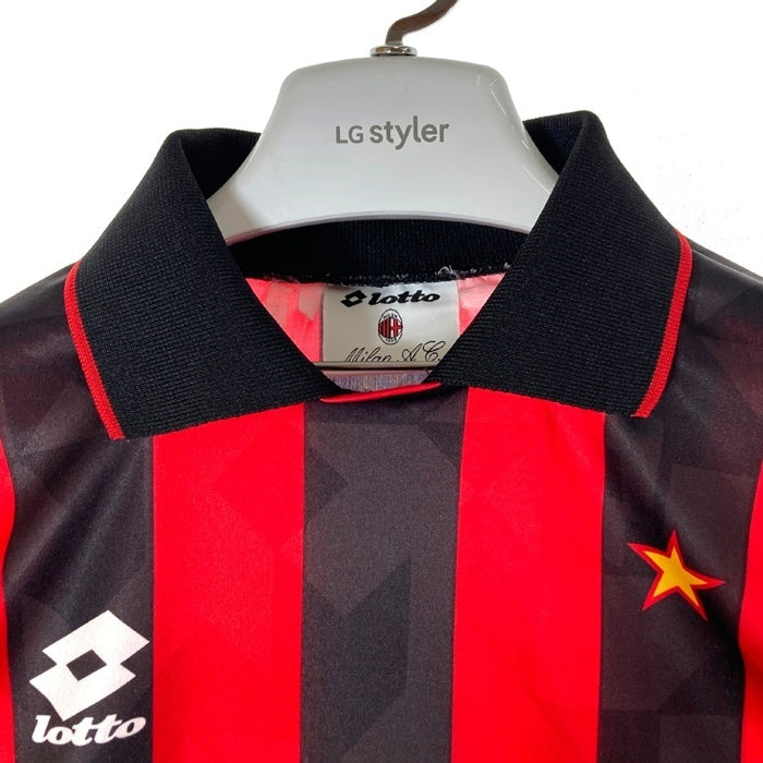 Lotto ロット ACミラン 93-94 ホーム 長袖 ユニフォーム ブラックxレッド size- 瑞穂店