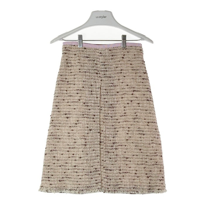 M'S GRACY エムズグレイシー ツィード ノーカラージャケット スカート セットアップ  ピンクベージュ size38 瑞穂店
