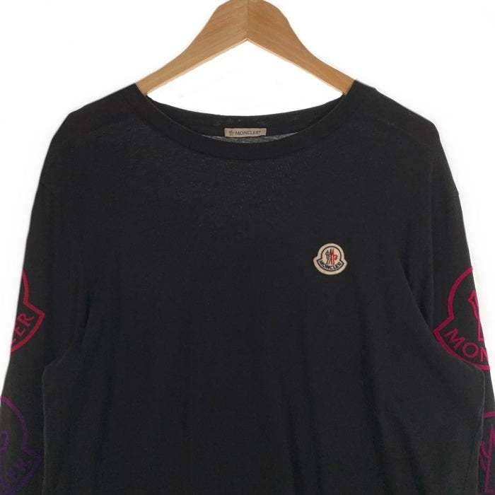 MONCLER モンクレール LS T-SHIRT 袖ロゴ ロンT ロングスリーブ 長袖 Tシャツ ブラック 38938625EGFC Size S 福生店