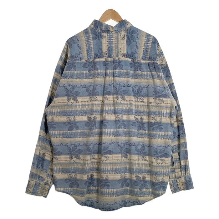 90's L.L.Bean エルエルビーン 総柄プリント ボタンダウンシャツ ブルー USA製 Size XXL 福生店