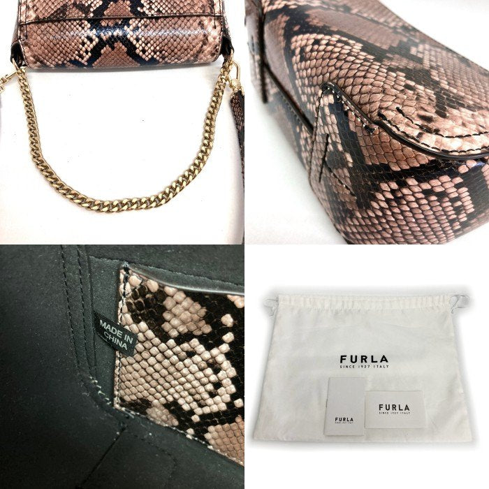 FURLA フルラ WB00393 マヤ クロスボディ パイソン柄 ミニショルダーバッグ ブラック 瑞穂店