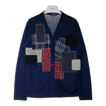 COMME des GARCONS HOMME コムデギャルソンオム HN-T015 AD2014 ウール フランネルパッチワーク カーディガン ネイビー sizeS 瑞穂店