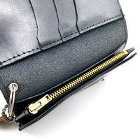 HTC エイチティーシー フラワースタッズ ミディアムウォレット レザー 財布 ブラック 福生店