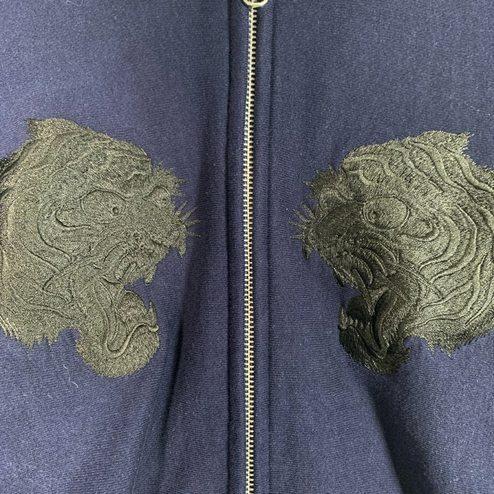 COREFIGHTER コアファイター 虎刺繡 ジップアップ スウェットパーカー ネイビー Size L 福生店