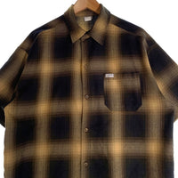 CALTOP キャルトップ アクリル 半袖 オンブレ チェック シャツ ベージュ ブラック USA製 Size L 福生店