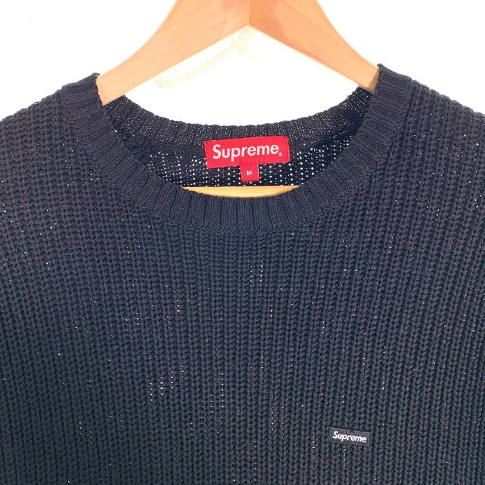 SUPREME シュプリーム 23AW Small Box Ribbed Sweater スモールボックス コットン セーター リブ クルーネック ブラック　Size M 福生店