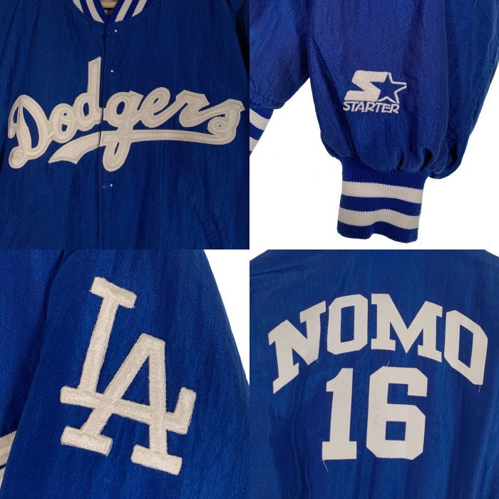 90's STARTER スターター ロサンゼルス・ドジャース NOMO 野茂英雄 ナイロン スタジャン 中綿 ブルー USA製 Size L 福生店