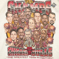 90's NBA FINAL1996 CHAMPS CHICAGO BULLS シカゴブルズ プリント Tシャツ ホワイト デッドストック PRO PLAYER Size XL 福生店