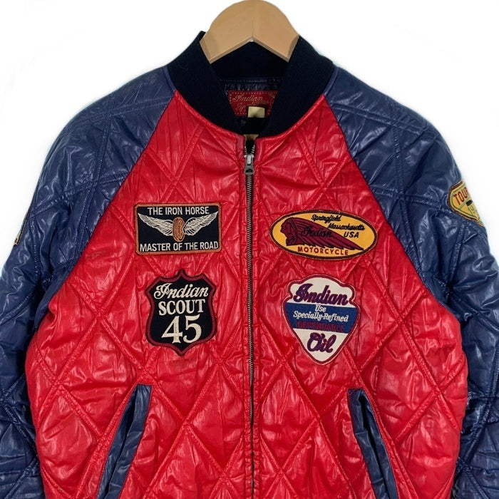 Indian Motorcycle インディアンモーターサイクル キルティング レーシングジャケット ワッペン レッド ネイビー 東洋 IM11470 Size 40 福生店