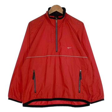 90's~ NIKE ナイキ ハーフジップ プルオーバージャケット レッド ポリエステル 薄手 Size L 福生店
