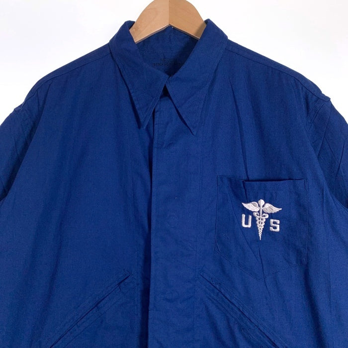 50's U.S.ARMY 米軍 メディカルシャツ 半袖 ブルー 刺繡 53年会計 Size M 福生店