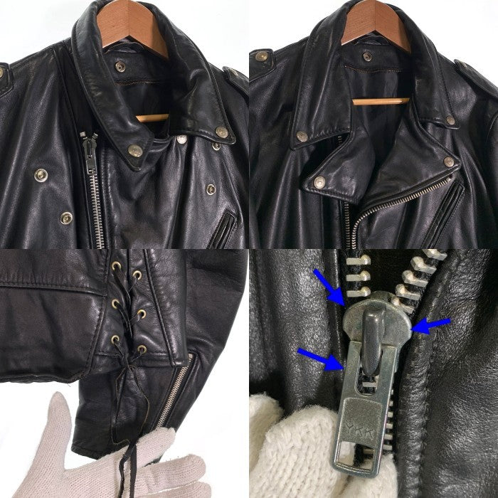 Schott ショット 125 レザーダブルライダースジャケット ブラック ライナー無 YKKファスナー Size 44 福生店