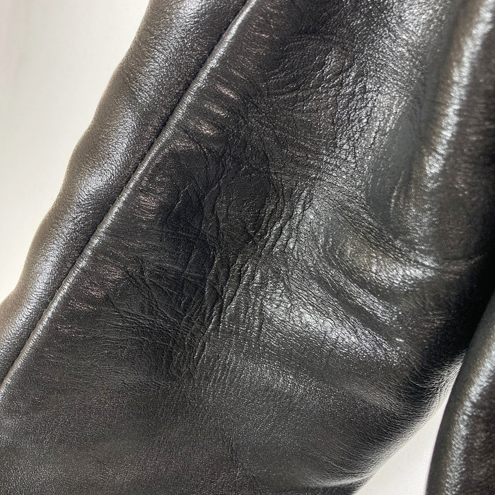 666 トリプルシックス LJM-1 ホースハイド タータン裏地 カーキベージュファスナーテープ ダブル ライダースジャケット ブラック size42 瑞穂店