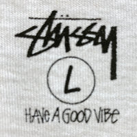 STUSSY ステューシー Schott ショット 100周年 BUILT FOR THE LONG HAUL!! Tシャツ ホワイト sizeL★汚れ有 瑞穂店