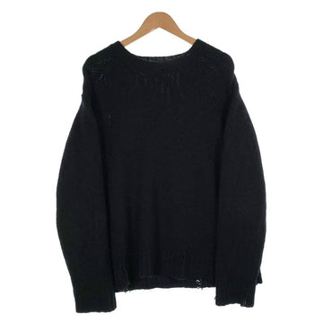 UNUSED アンユーズド 3g crew neck damage knit ダメージ加工 ウールニットセーター ブラック US1925 Size 4 福生店
