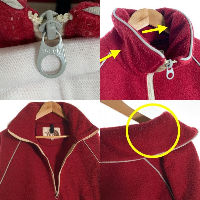 70-80's THE NORTH FACE ノースフェイス ハーフジップ プルオーバー フリースジャケット ラグランスリーブ ボルドー TALON USA製 Size M 福生店