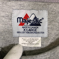 90's majestic マジェスティック Newyork Yankees ニューヨーク ヤンキース アーチロゴ クルーネック スウェット グレー カナダ製 Size XL 福生店