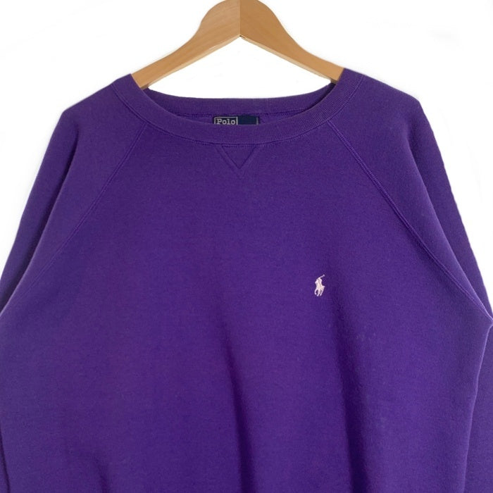 Polo by Ralph Lauren ポロラルフローレン 前Vガゼット ラグランスリーブ クルーネックスウェットトレーナー パープル Size M 福生店
