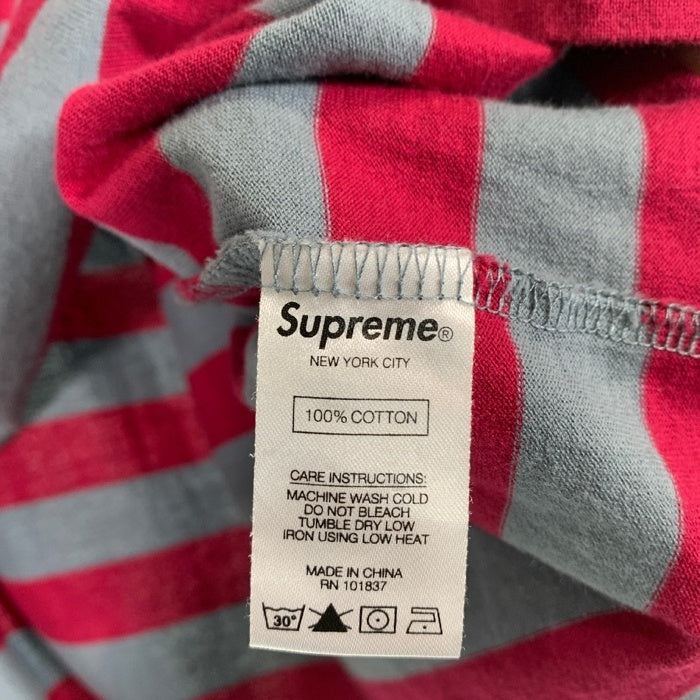 SUPREME シュプリーム 20AW Stripe Appliqué S/S Top ストライプアップリケ ショートスリーブトップ Tシャツ レッド グレー Size XL 福生店