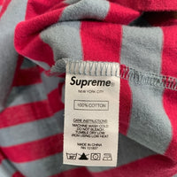 SUPREME シュプリーム 20AW Stripe Appliqué S/S Top ストライプアップリケ ショートスリーブトップ Tシャツ レッド グレー Size XL 福生店