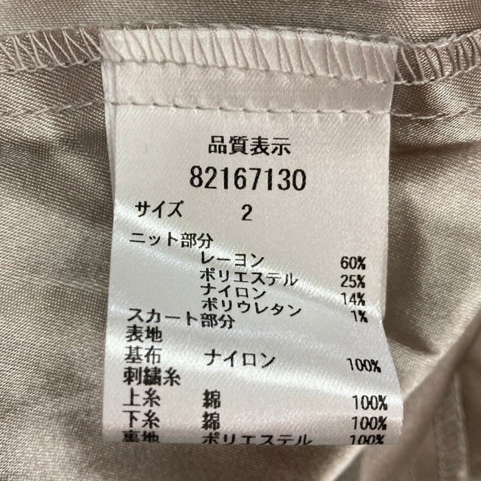 Rirandture  リランドチュール 線タッチ刺繍ドッキングワンピース 82167130 アイボリー グレー size2 瑞穂店