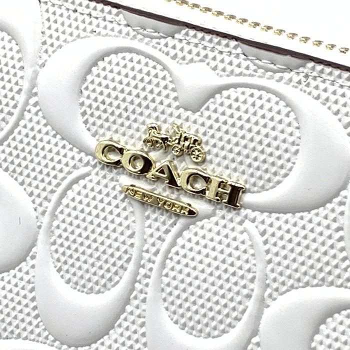 COACH コーチ CT921 シグネチャー パテントレザー ラウンドファスナーウォレット 長財布 ホワイト ストラップ 福生店