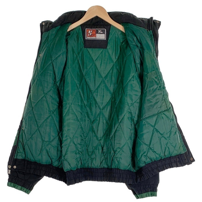 90's NIKE ナイキ Quilted Nylon Sports Jacket 中綿 ナイロンジャケット グリーン ブラック ホワイト USA製 Size XL 福生店