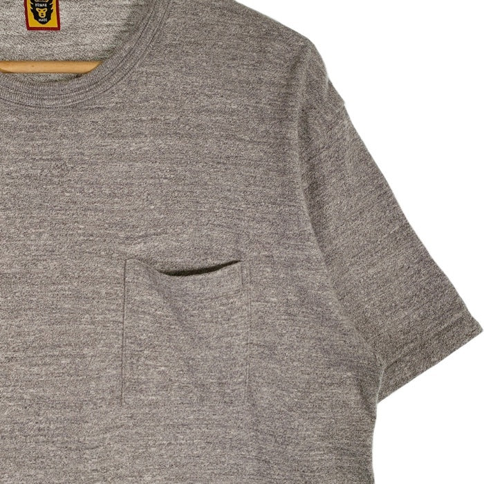 HUMAN MADE ヒューマンメイド POCKET T-SHIRTS ポケットTシャツ グレー 裾ロゴワッペン Size L 福生店