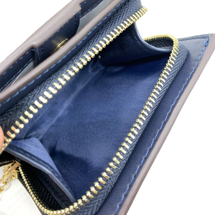 COACH コーチ C3309 スナップ ウォレット シグネチャー キャンバス 二つ折り財布 ネイビー 福生店