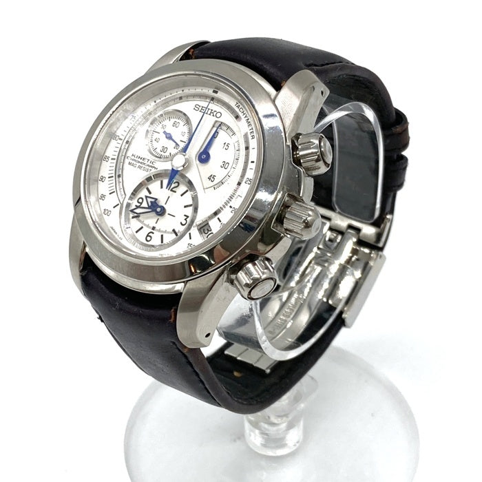 SEIKO セイコー 7L22-OAC0 プロスペックス キネティック ブルー針 クロノグラフ 自動巻き腕時計 ブラック 瑞穂店