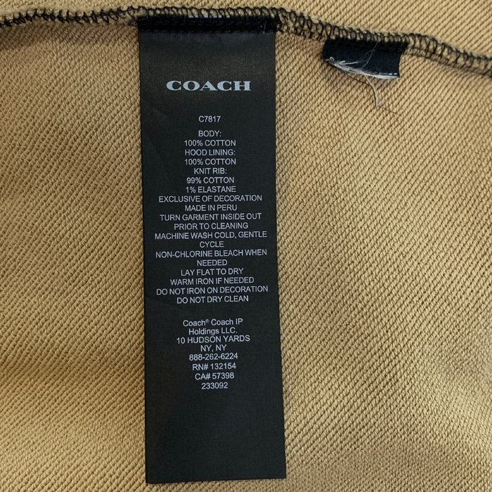 COACH コーチ 22AW シグネチャー フルジップフーディー 切替 スウェットパーカー ベージュ ブラック C7817 Size L 福生店