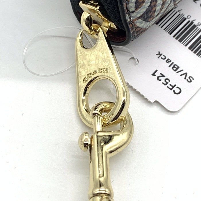 COACH コーチ CF521 PVCレザー ラウンドファスナーウォレット ブラック モノグラムプリント ストラップ 福生店