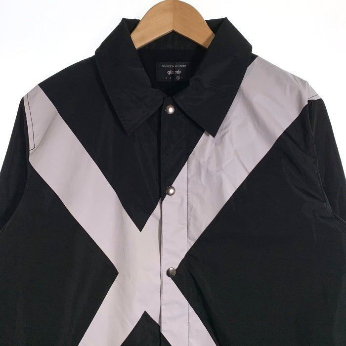 glamb グラム Cross coach Jacket クロスプリント コーチジャケット ブラック GB17AT/JKT02 Size 3 福生店