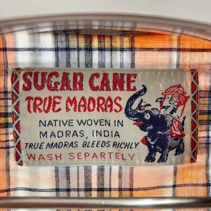 SUGAR CANE シュガーケーン マドラスチェック 長袖チェックシャツ SC29072 ネイビーxオレンジ sizeM 瑞穂店