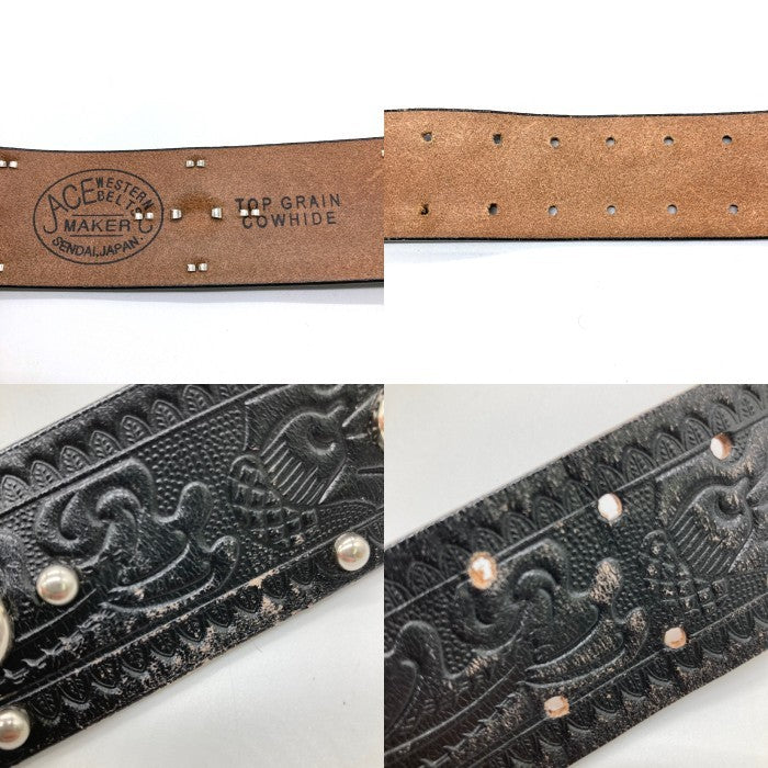 ATTRACTIONS アトラクションズ ACE WESTERN BELTS エースウエスタンベルト A20032 Studded and Jeweled Belt スタッズ ジュエリー ベルト ブラック size34 瑞穂店